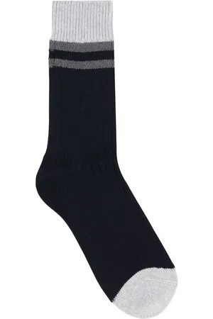 Brunello Cucinelli Homme, Sous-vêtements, Noir, Taille: M Chaussettes en Coton Côtelé avec Texture Raffinée
