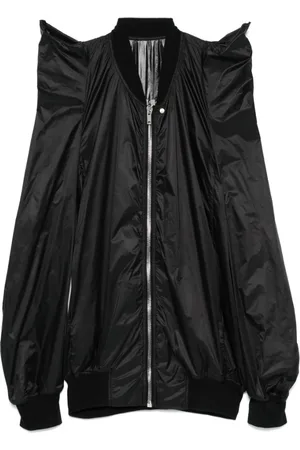 Rick Owens Femme, Vestes, Noir, Taille: 38 FR Veste Noire à Fermeture Éclair et Bordure Côtelée