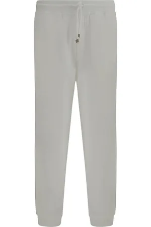 Brunello Cucinelli Homme, Pantalons, Blanc, Taille: M Pantalon de survêtement en coton à taille ajustable