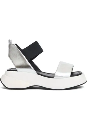 Elena Iachi Femme, Chaussures, Gris, Taille: 39 EU Sandales Compensées Argentées pour Femmes