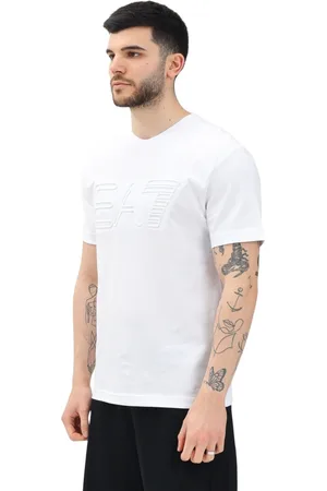 EA7 Homme, Tops, Blanc, Taille: M T-shirt blanc moderne à manches courtes