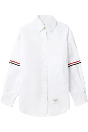 Thom Browne Femme, Blouses et Chemises, Blanc, Taille: 36 FR Chemise en coton à bordure à rayures RWB