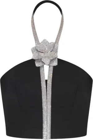Nué Notes Femme, Tops, Noir, Taille: 36 FR Haut Noir avec Rose Col en V