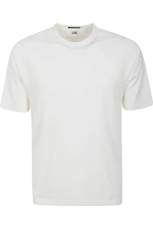 C.P. Company Homme, Tops, Blanc, Taille: M T-shirt en Coton avec Logo Manches Courtes