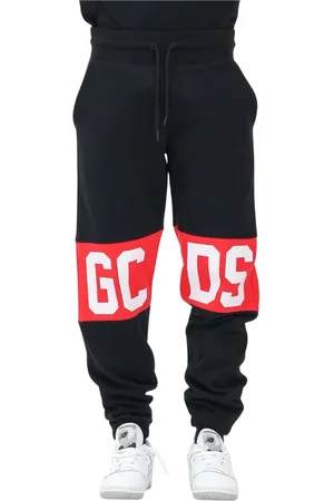 GCDS Homme, Pantalons, Noir, Taille: S Pantalon de Sport Noir avec Bande Logo