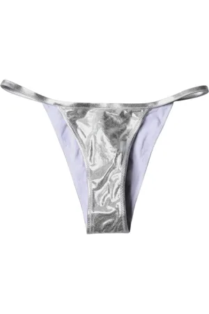 Dolce & Gabbana Femme, Maillots de bain, Gris, Taille: 38 FR Bas de maillot de bain logo argenté