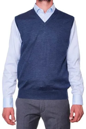LA FILERIA Homme, Pulls, Bleu, Taille: L Sweat à Capuche & Pulls sans Manches Col en V Style