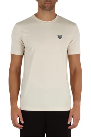 EA7 Homme, Tops, , Taille: M T-shirt en viscose avec logo patch