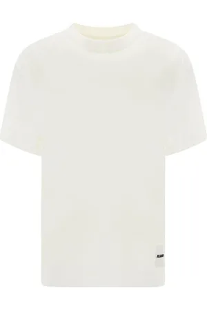 Jil Sander Femme, Tops, Blanc, Taille: 38 FR T-shirt Minimaliste Côtelé à Col Rond en Coton