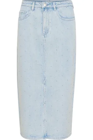 Soaked in Luxury Femme, Jupes, Bleu, Taille: 42 FR Jupe en Denim Slim-Fit Bleu Moyen