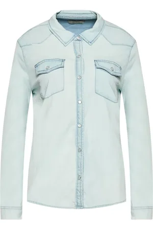 Guess Femme, Blouses et Chemises, Bleu, Taille: 36 FR Chemise en denim - Bleu délavé