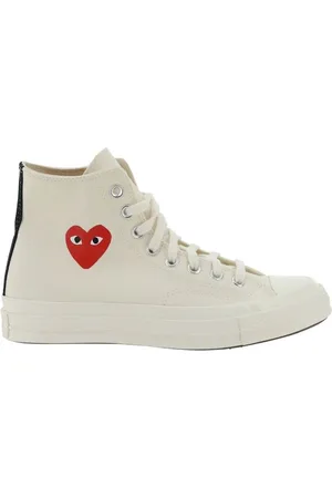 Comme des Garçons Homme, Chaussures, Blanc, Taille: 38 1/2 EU Baskets en Coton avec Logo Coeur