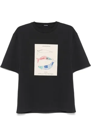 Jacquemus Homme, Tops, Bleu, Taille: S T-shirt Bleu à Imprimé Graphique