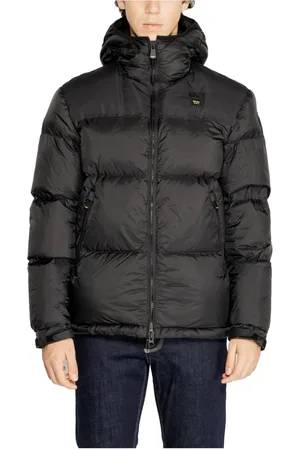 Blauer Homme, Vestes, Noir, Taille: M Veste à Capuche Noire avec Fermeture Éclair pour Homme