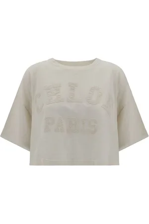 Chloé Femme, Tops, , Taille: 38 FR T-shirt à col rond côtelé avec logo
