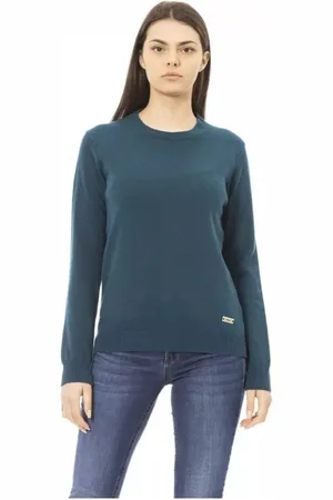 BALDININI Femme, Pulls, Vert, Taille: 38 FR Pull Vert en Laine et Cachemire Style Élégant