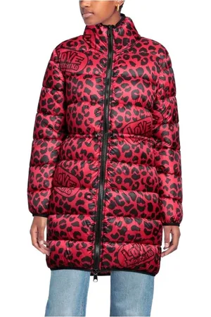 Moschino Femme, Manteaux, Rouge, Taille: 40 FR Doudoune imprimé léopard