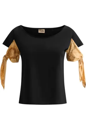 ALVIERO MARTINI 1A CLASSE Femme, Tops, Noir, Taille: 34 FR T-shirt Geo Classic noir avec manches courtes
