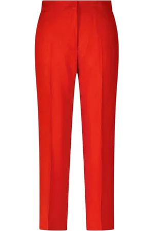 Msgm Femme, Pantalons, Rouge, Taille: 36 FR Pantalon à jambe droite avec plis