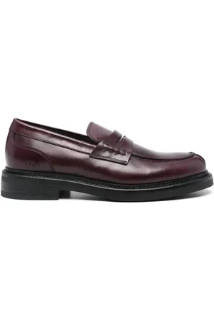 CANALI Homme, Chaussures, Brun, Taille: 40 EU Mocassins Rouges Lisses à Talon Carré