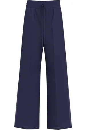 MARELLA Femme, Pantalons, Bleu, Taille: 44 FR Pantalon Bleu en Lin Style Contemporain