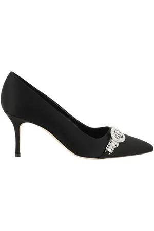 Manolo Blahnik Femme, Chaussures, Noir, Taille: 40 EU Escarpins à talon chaton avec boucle strass