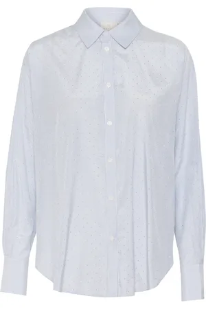 Kaffe Femme, Blouses et Chemises, Bleu, Taille: 40 FR Chemisier Blouse à Rayures Bleu/Blanc