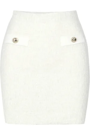 SIMONA CORSELLINI Femme, Jupes, Blanc, Taille: 40 FR Jupe en lurex avec poches et boutons métalliques