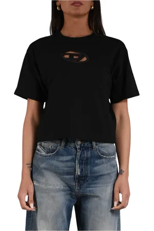 Diesel Femme, Tops, Noir, Taille: 36 FR T-shirt court en coton biologique