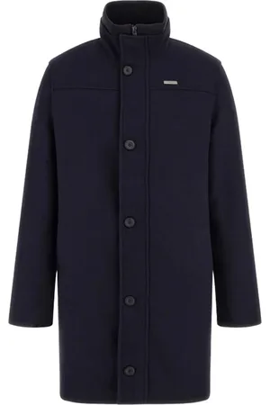 Guess Homme, Manteaux, Noir, Taille: S Long Manteau d`Hiver en Laine