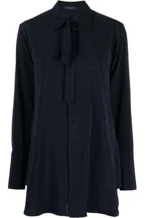 YOHJI YAMAMOTO Femme, Blouses et Chemises, Bleu, Taille: 42 FR Chemisier en Dentelle Bleu Marine