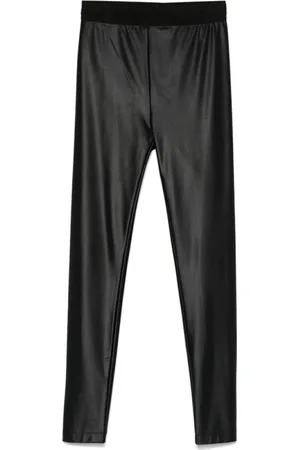 VERSACE Femme, Pantalons, Noir, Taille: 38 FR Leggings Logo Noirs, Taille Élastique, Coupe Slim
