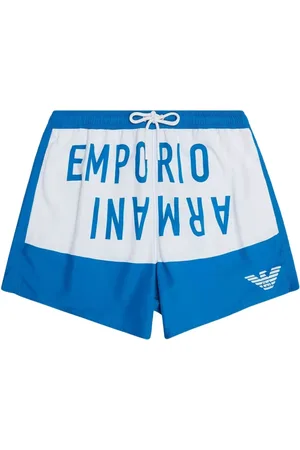 Emporio Armani Homme, Maillots de bain, Bleu, Taille: S Short de Bain Imprimé Logo