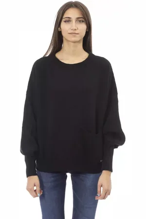 BALDININI Femme, Pulls, Noir, Taille: 42 FR Pull en Laine Noir Tendance