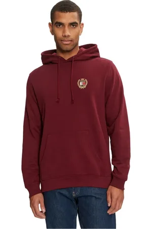 Tommy Hilfiger Homme, Sweatshirts et sweats à capuche, Brun, Taille: L Sweat à Capuche Rouge en Coton
