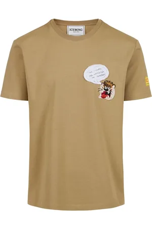 Iceberg Homme, Tops, , Taille: 2XL T-shirt classique en jersey de coton coupe régulière couleur boue