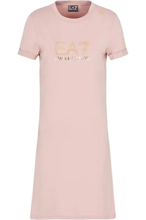 EA7 Femme, Robes, Rose, Taille: 44 FR Robe Rose en Coton pour Femme
