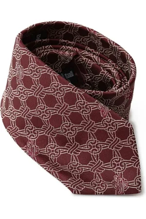 Emporio Armani Homme, Accessoires, Brun, Taille: ONE Size Cravate en Soie Rouge Brodée Byzantine