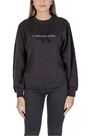 Calvin Klein Femme, Sweatshirts et sweats à capuche, Noir, Taille: 36 FR Pull en Coton Noir Femme Collection Automne/Hiver