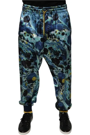 Dolce & Gabbana Homme, Pantalons, Multicolore, Taille: M Jogger Pantalons de survêtement avec Imprimé Marbré et Logo