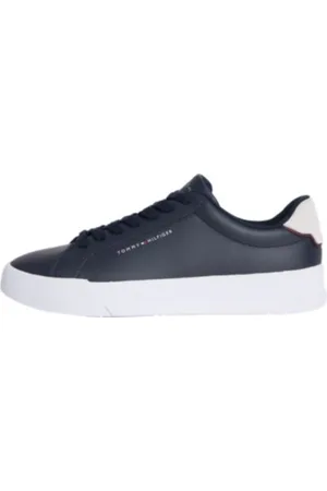 Tommy Hilfiger Homme, Chaussures, Bleu, Taille: 40 EU Baskets en cuir bleu avec logo