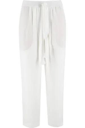 LE TRICOT PERUGIA Femme, Pantalons, Blanc, Taille: 36 FR Pantalon en lin à taille à cordon