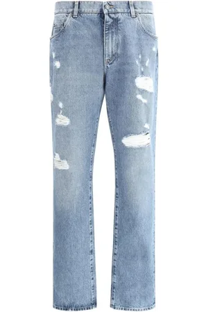 Dolce & Gabbana Homme, Jeans, Bleu, Taille: M Jean en Coton Coupe Droite Vintage