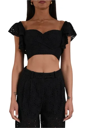 ACTUALEE Femme, Blouses et Chemises, Noir, Taille: 36 FR Top en dentelle avec bonnets rembourrés
