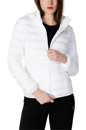EA7 Femme, Vestes, Blanc, Taille: 40 FR Veste & Manteau Blanc en Polyester