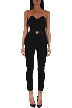 Elisabetta Franchi Femme, Combinaisons et Ensembles, Noir, Taille: 38 FR Combinaison fluide en crêpe avec gros