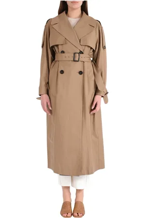 Max Mara Femme, Manteaux, Brun, Taille: 42 FR Trench en coton déperlant