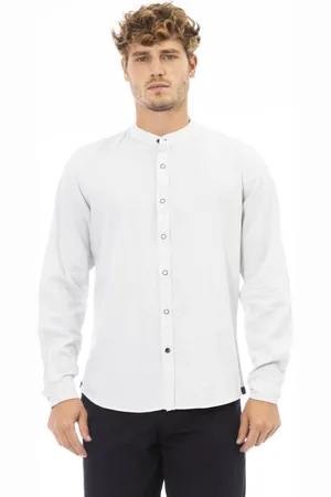 BALDININI Homme, Chemises, Blanc, Taille: S Chemise Col Mao Style Livorno