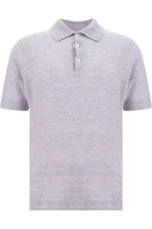 Brunello Cucinelli Homme, Tops, Violet, Taille: XL Polo Chiné avec Col à Côtes