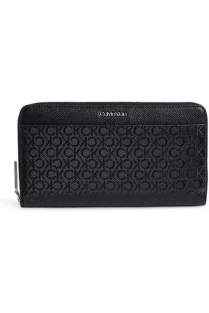 Calvin Klein Femme, Accessoires, Noir, Taille: ONE Size Portefeuille Monogramme en Cuir PU